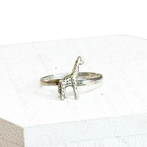 Sterling Silver 925 Giraffe Adjustable Band Vintage Ring